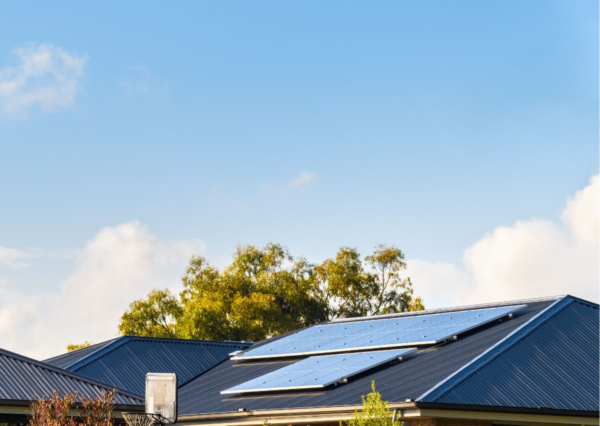 Residential metal roofing with solar panels