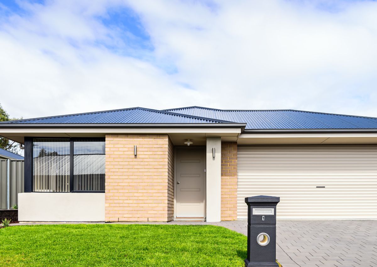 Replacement metal roof on a brick home